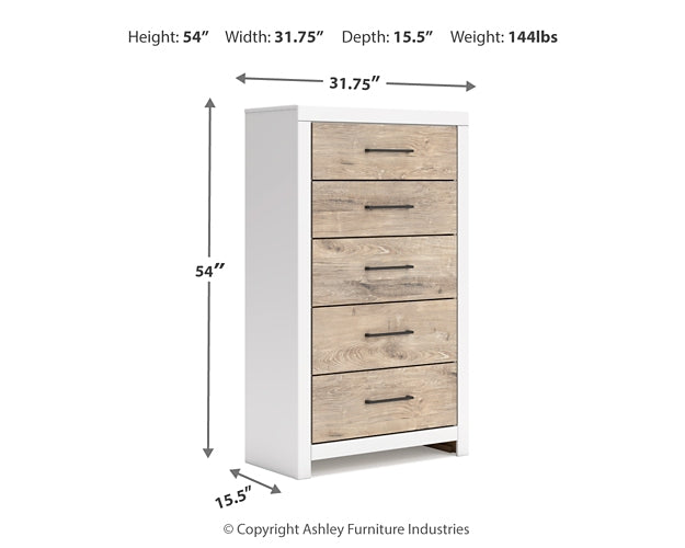 Charbitt Twin Panel Bed with Mirrored Dresser, Chest and Nightstand