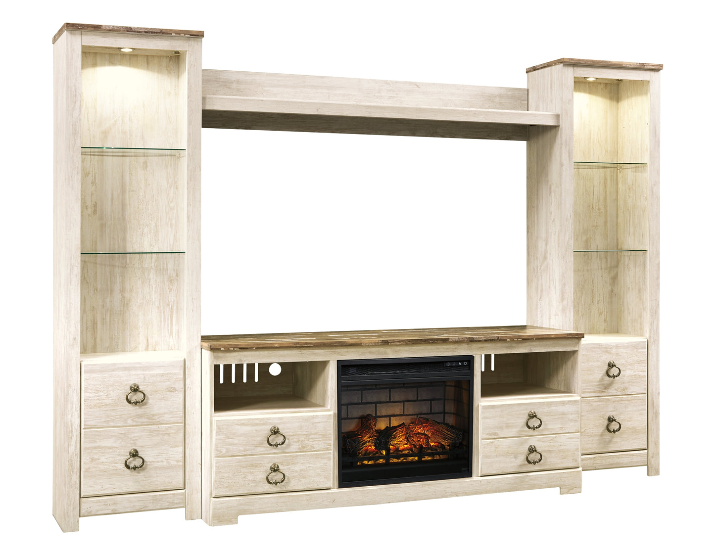 Willowton 4-Piece Entertainment Center with Electric Fireplace