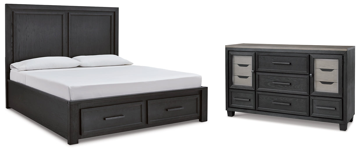 Foyland Queen Panel Storage Bed with Dresser